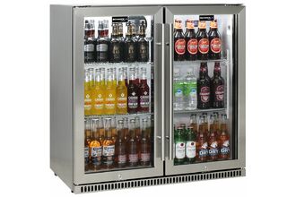 Schmick 220 Can Bar Fridge 2 Door With Heated Glass And Triple Glazing (Stainless Steel)