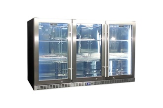 Schmick 3 Door Quiet Running Stainless Steel Glass Door Bar Fridge