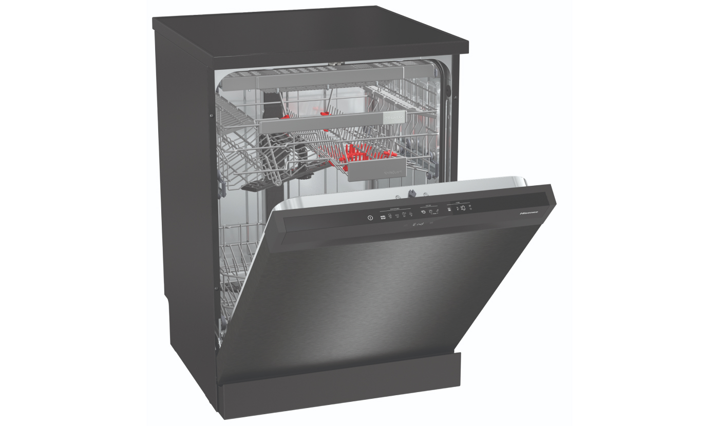 Hisense 60cm 16 Place Setting Freestanding Dishwasher (Black Steel